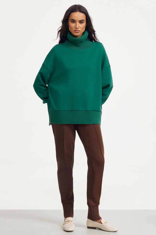 The Luxe Funnel-Neck Pullover - Deep Teal