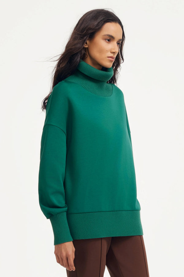 The Luxe Funnel-Neck Pullover - Deep Teal