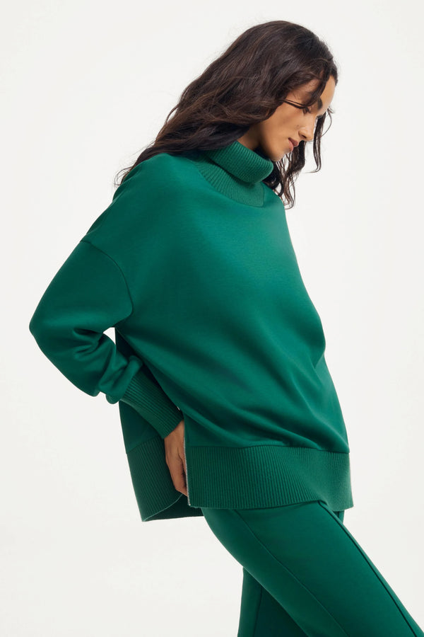 The Luxe Funnel-Neck Pullover - Deep Teal
