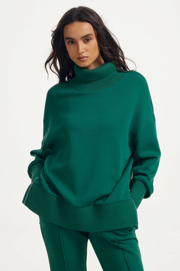 The Luxe Funnel-Neck Pullover - Deep Teal