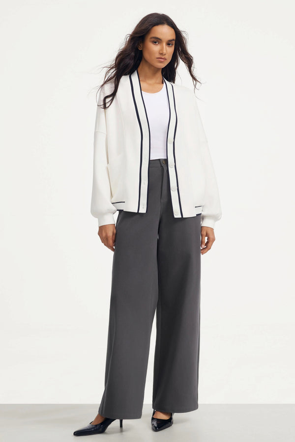 The Tailored Sports Cardigan - Soft Ivory
