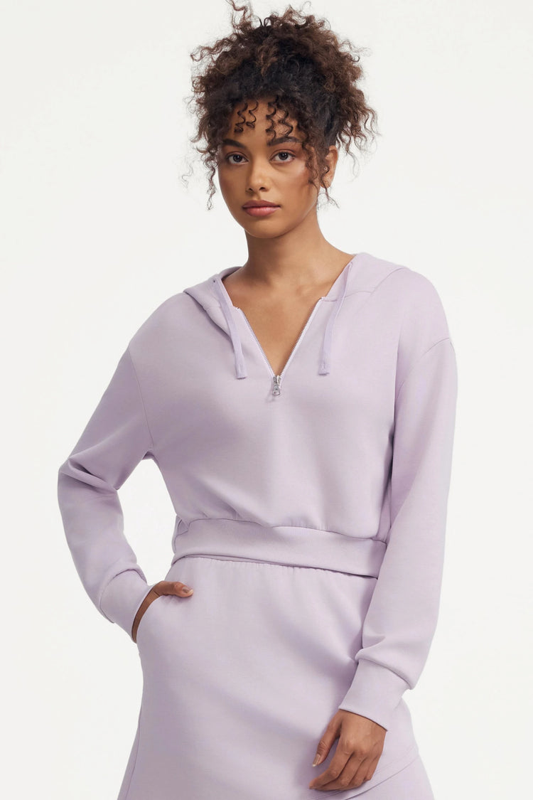 The Half-Zip Fleece Hoodie - Lavender Cloud