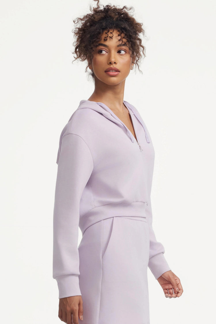 The Half-Zip Fleece Hoodie - Lavender Cloud