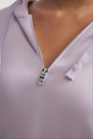 The Half-Zip Fleece Hoodie - Lavender Cloud
