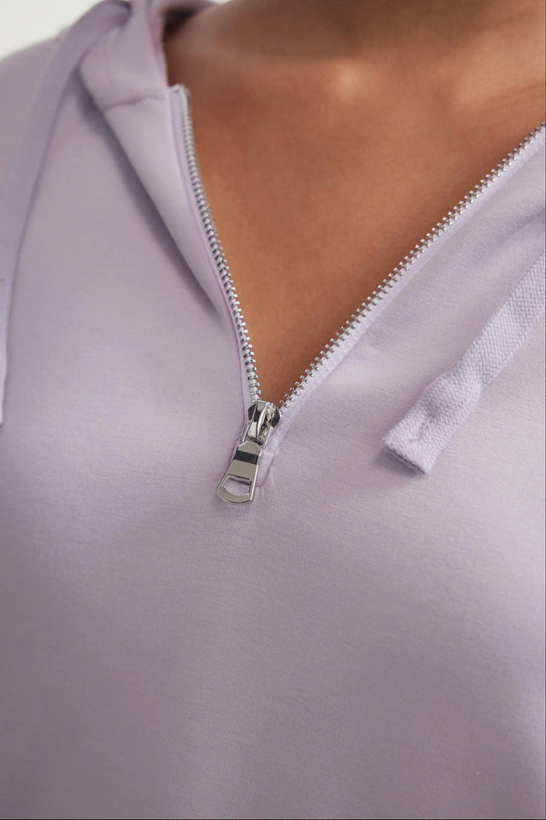 The Half-Zip Fleece Hoodie - Lavender Cloud