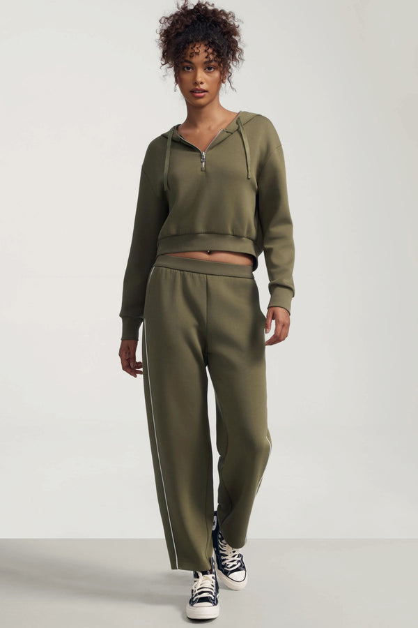 The Half-Zip Fleece Hoodie - Soft Moss