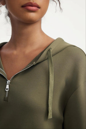 The Half-Zip Fleece Hoodie - Soft Moss