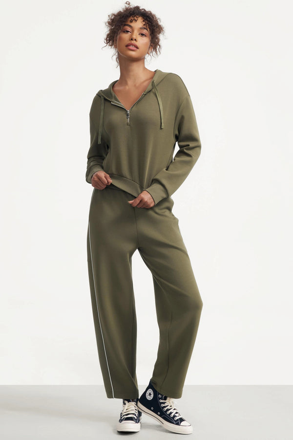 The Half-Zip Fleece Hoodie - Soft Moss