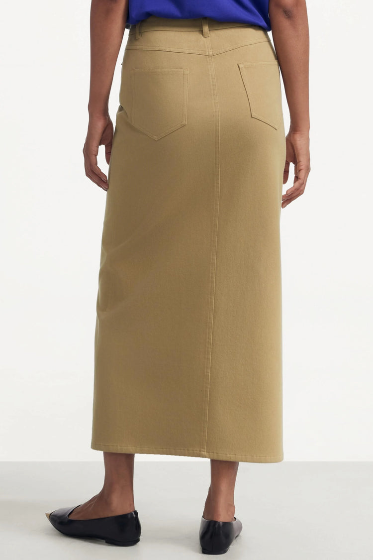 Stetch Denim Maxi Skirt - Soft Camel