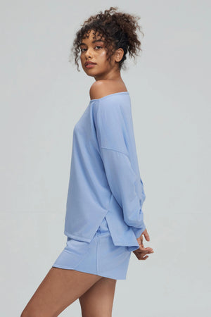 The Off-Duty Boatneck Top - Powder Blue