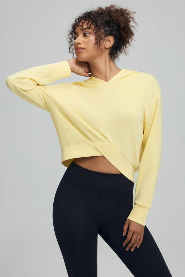 The Crossover Hem Hoodie - Lemon Custard