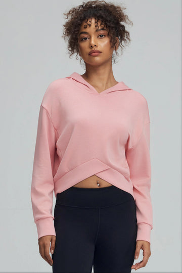 The Crossover Hem Hoodie - Ballet Pink
