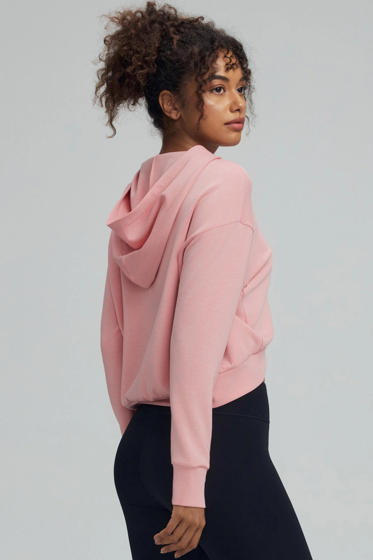The Crossover Hem Hoodie - Ballet Pink