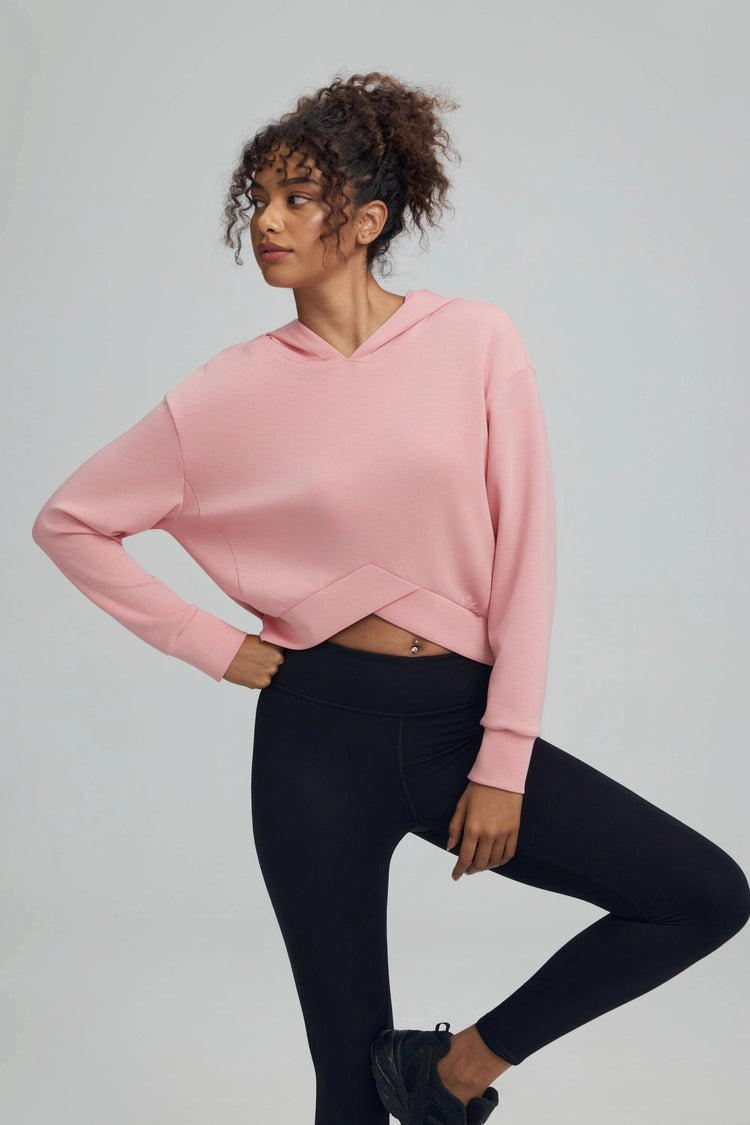 The Crossover Hem Hoodie - Ballet Pink