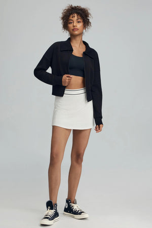 The Zip-Front Knit Jacket - Obsidian Black