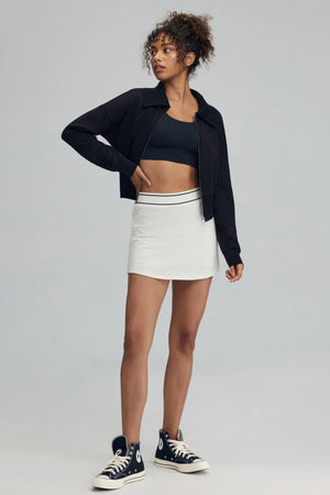 The Zip-Front Knit Jacket - Obsidian Black