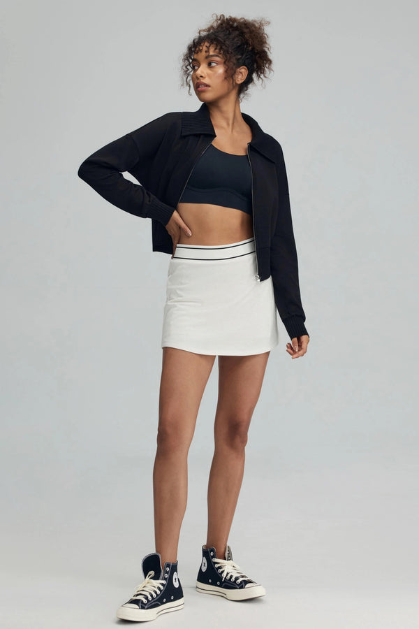 The Zip-Front Knit Jacket - Obsidian Black