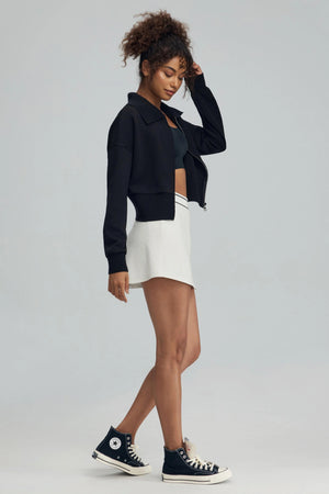 The Zip-Front Knit Jacket - Obsidian Black