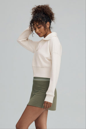 The Zip-Front Knit Jacket - Soft Sand