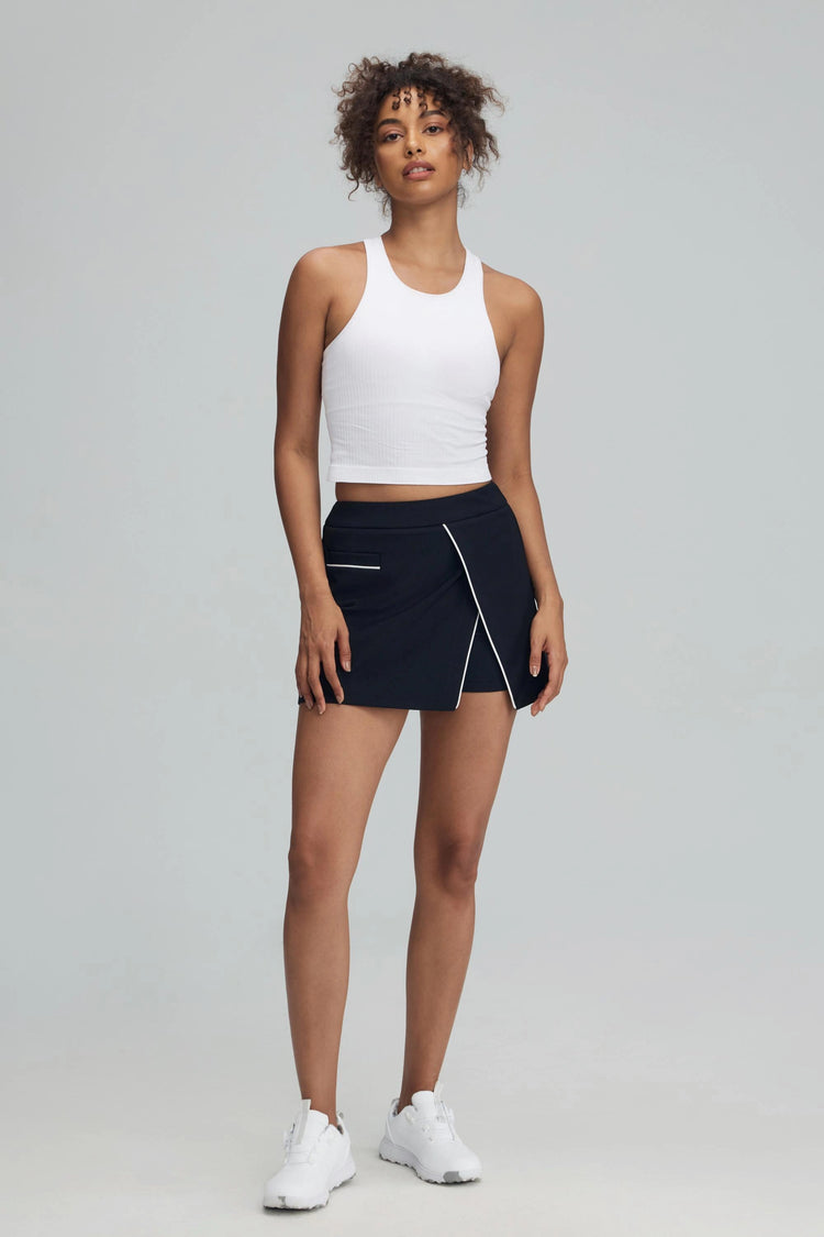 The Wrap Front Skort - Jet Black