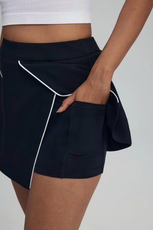 The Wrap Front Skort - Jet Black