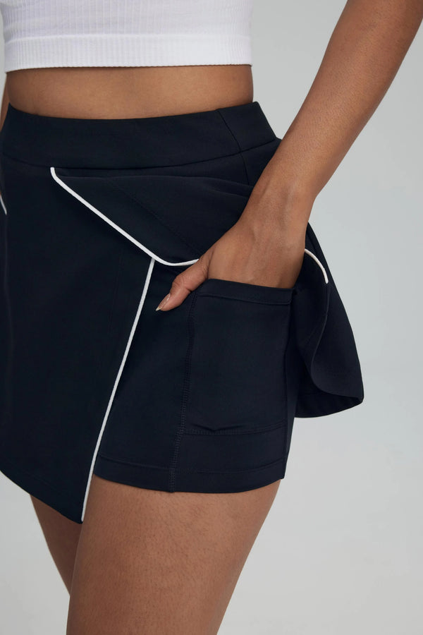 The Wrap Front Skort - Jet Black