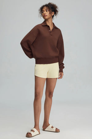 The Elevated Collared Pullover - Chocolate Truffle