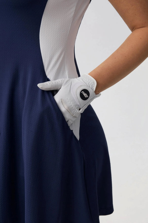 The Contour Zip Polo Dress - Midnight Navy