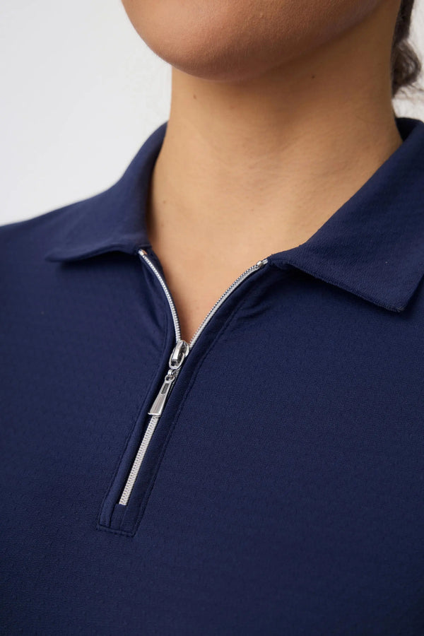 The Contour Zip Polo Dress - Midnight Navy