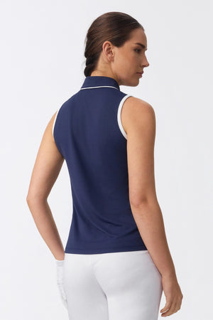 The Zip-Front Performance Polo - Midnight Navy