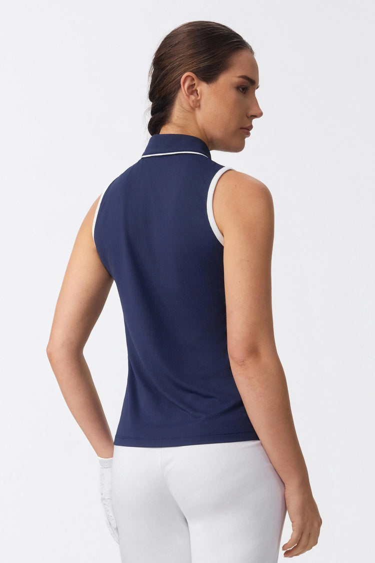 The Zip-Front Performance Polo - Midnight Navy