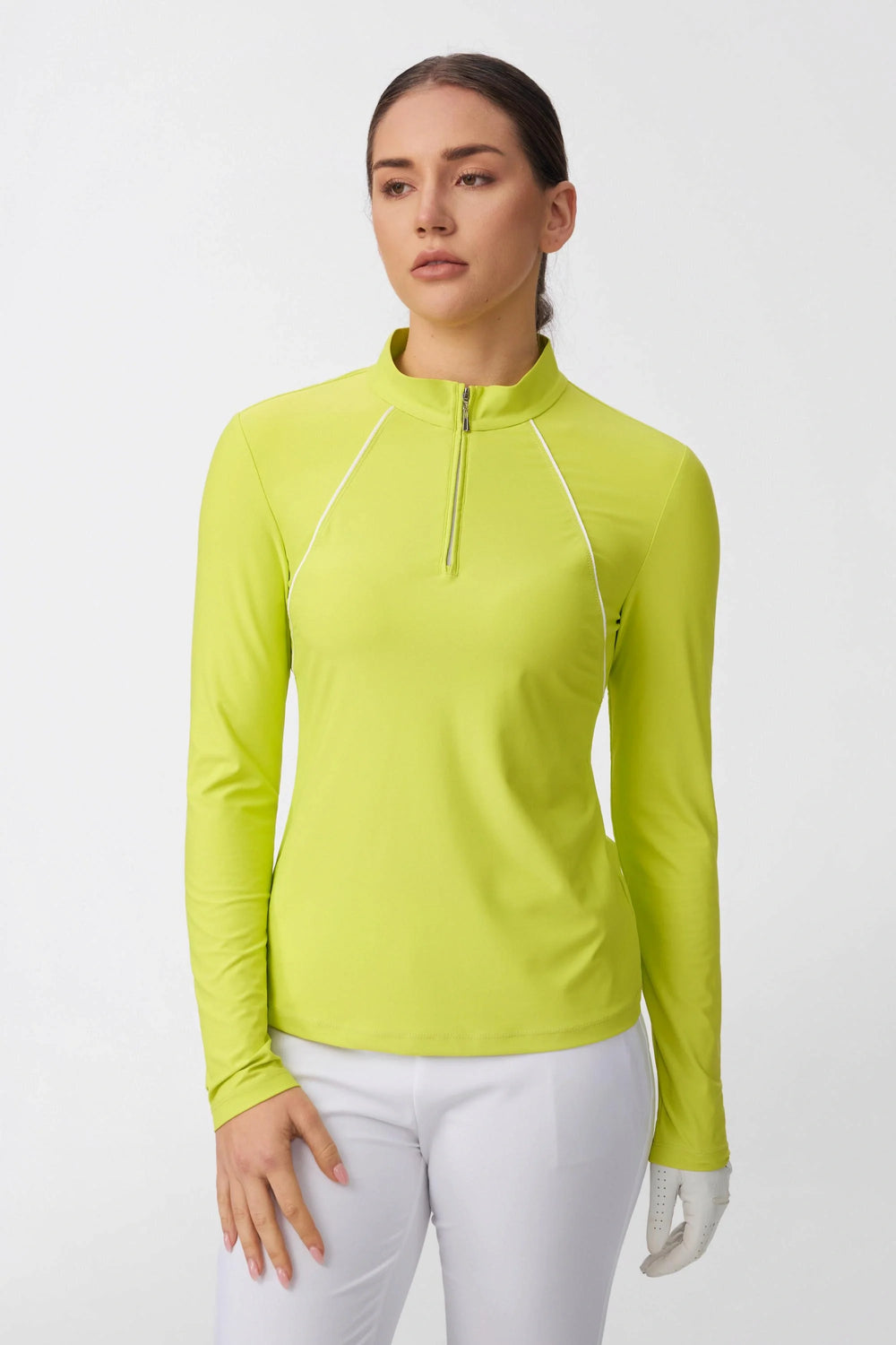Women’s Piped Quarter-Zip Performance UPF 50+ Top - Citron
