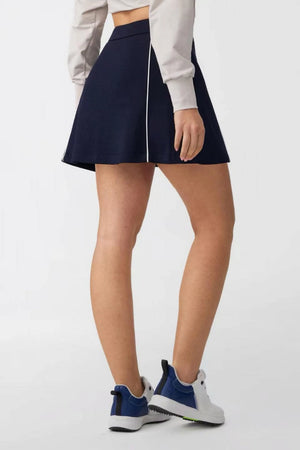 The Piped Performance Skort - Midnight Navy