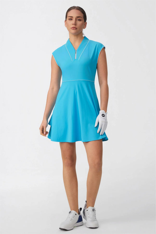 Women’s Cap Sleeve Zip-Front Golf Dress 36“ - Sky Blue