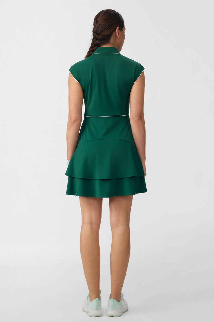 Women’s Cap Sleeve Zip-Front Golf Dress 36“ - Pine Green