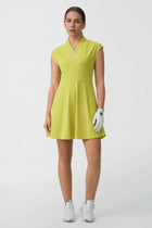 Women’s Cap Sleeve Zip-Front Golf Dress 36“ - Citron Yellow