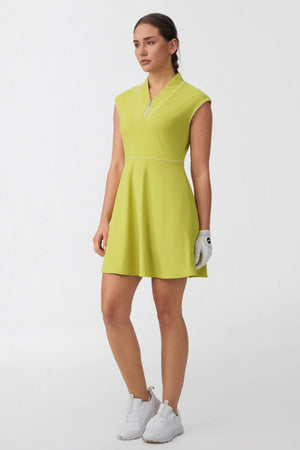 Women’s Cap Sleeve Zip-Front Golf Dress 36“ - Citron Yellow