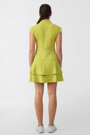 Women’s Cap Sleeve Zip-Front Golf Dress 36“ - Citron Yellow