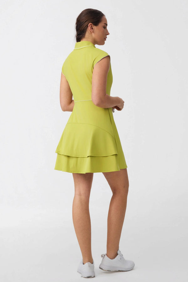 Women’s Cap Sleeve Zip-Front Golf Dress 36“ - Citron Yellow