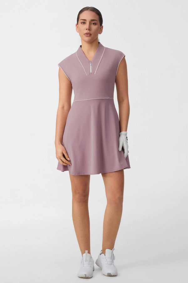 Women’s Cap Sleeve Zip-Front Golf Dress 36“ - Soft Mauve