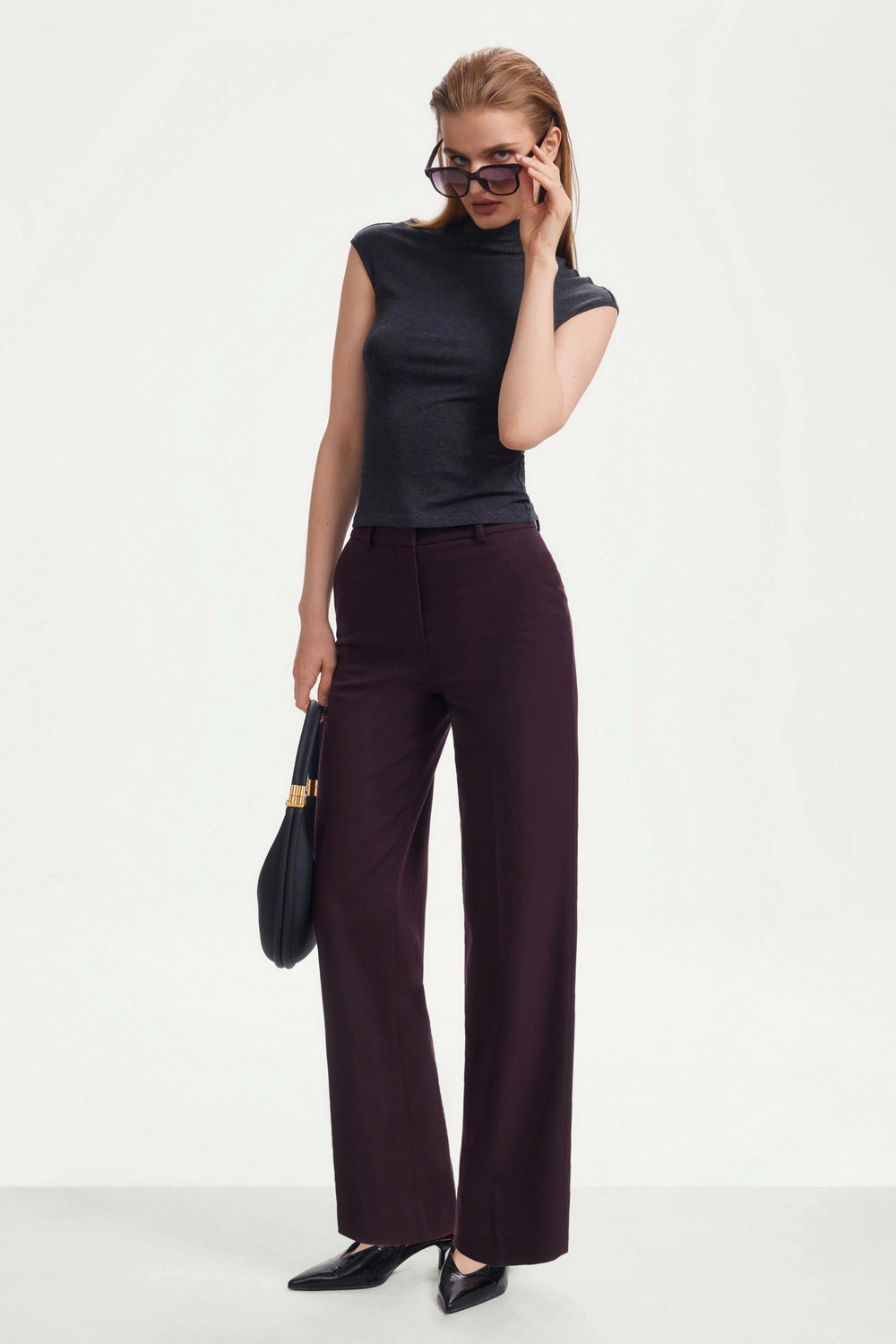 The Meridian Tailored Trouser - Deep Plum