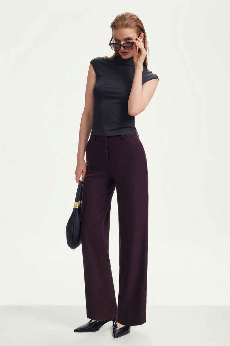 The Meridian Tailored Trouser - Deep Plum