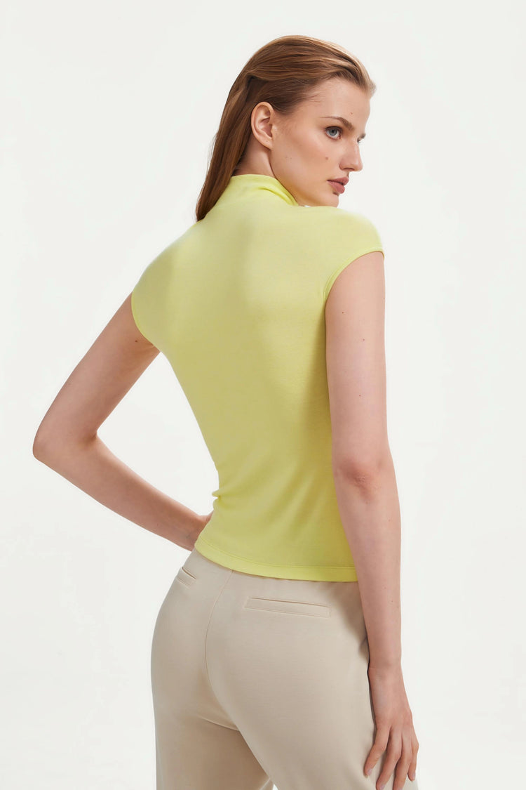The Sculpting Mock-Neck Top - Soft Butter Yellow