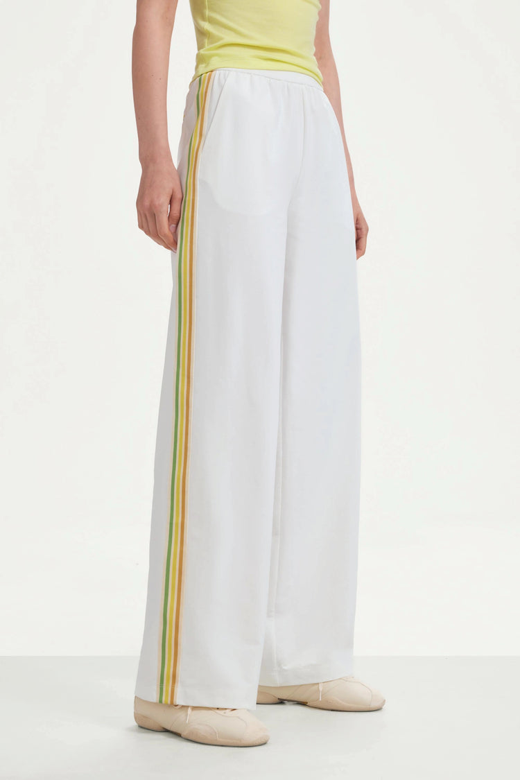 The Stripe Side Wide-Leg Pant - Classic White