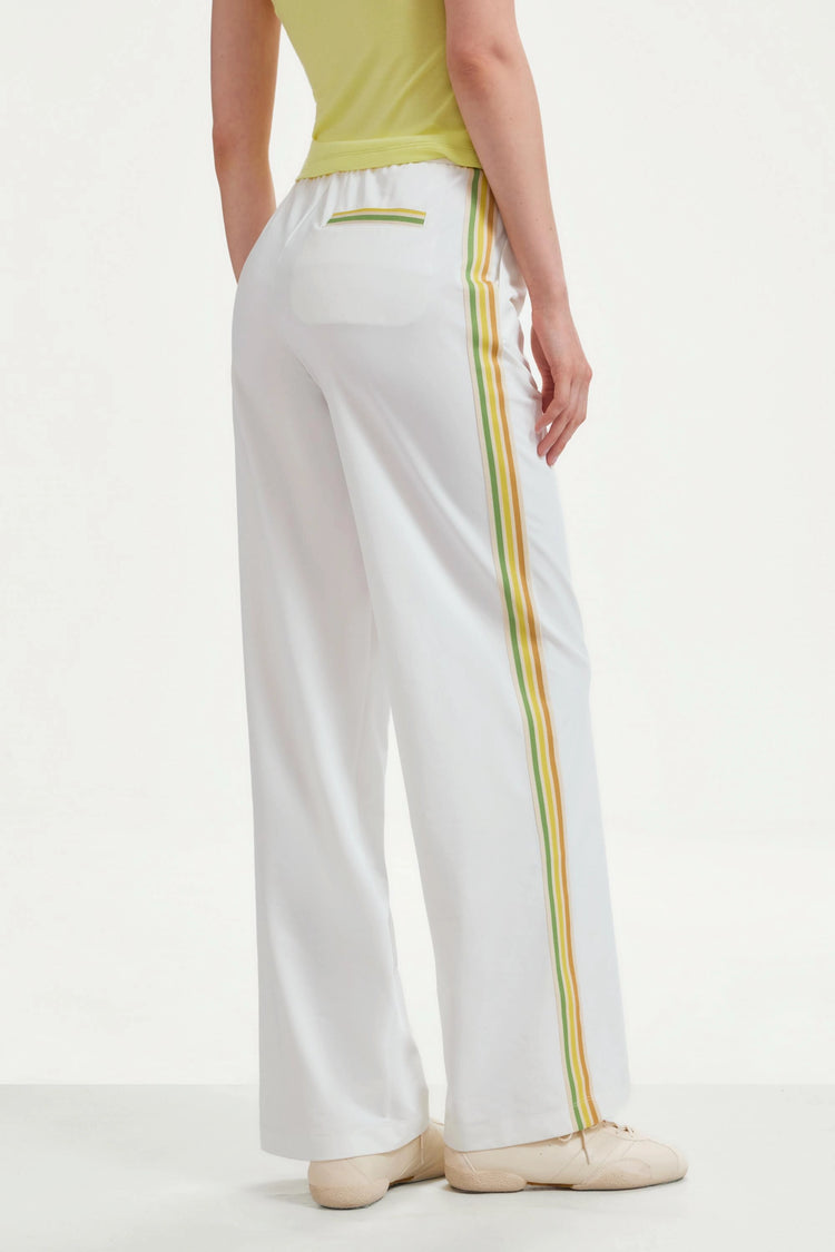 The Stripe Side Wide-Leg Pant - Classic White