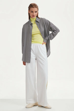 The Stripe Side Wide-Leg Pant - Classic White