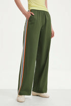 The Stripe Side Wide-Leg Pant - Olive Green
