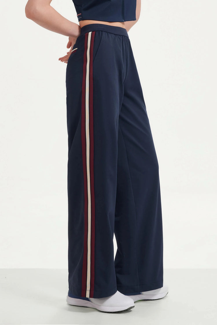 The Stripe Side Wide-Leg Pant - Midnight Navy