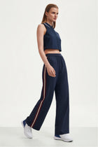 The Stripe Side Wide-Leg Pant - Midnight Navy