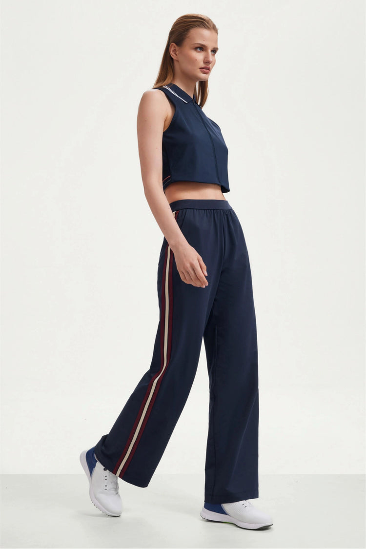 The Stripe Side Wide-Leg Pant - Midnight Navy